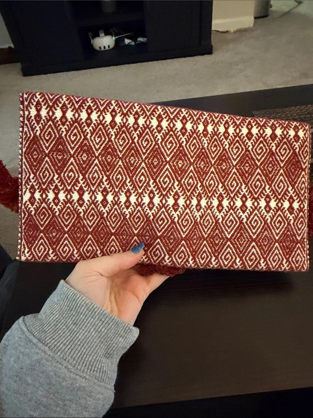 Tin Marin Ana Embroidered Clutch burgundy